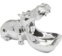 Kare Design Deco Figurine Hungry Hippo, Silber, 17x24x27, Animal Motif, Decorative Object, Playful Funny Hippo Motif for Shelf Accent, Living Room, Bedroom