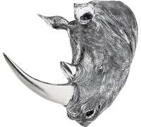 Kare Design Deco Head Rhino Antique, silver, polyresin electroplated, wall room decor sculpture, home decor for living room, bedroom, 53x44x19cm (H/W/D)