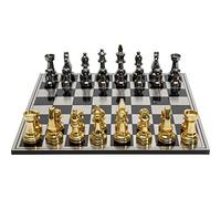 Kare Design Deco Object Chess, nickel/gold, chessboard with game pieces, metallic look, base: steel, MDF lacquered, object: polyresin, chess set for adults, 60x60x5cm (H/W/D)