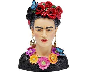 Kare Design Deco Object Style Muse Flowers, multicolored, Woman with butterflies and real earrings, gift idea, table decoration, room decor, decorative home accessories, 41x31x21 cm (H/W/D)