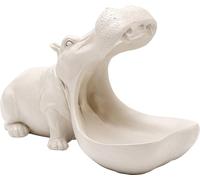 Kare Design Deco Figurine Hungry Hippo, Greige, Modern, Animal Statue, Gift Idea, Decorative Accessories, Room Decor Decor, Home Office for Living Room, 17x15x27 cm (H/W/D)