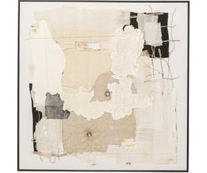 Kare Design Framed Picture Arty Collage, Beige, Square, Abstract Wall Art, Modern Design, Decorative Home Accessories for Living Room, Bedroom, 120x120cm (HxW)