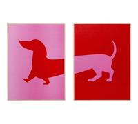 KARE Design Framed Picture Dog Frankie, Pink/Red, Set of 2, Rectangular, Picture Print, Abstract Wall Art, Pop Art, Modern Design, Wall Picture for Living Room, Bedroom, 40x30 cm (HxW)