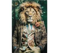Kare Design Glass Picture Mister Lion, Multicoloured, Rectangular, Elegant, Animal Motiv, Wall Art, Modern Design, Decorative Home Accessories for Living Room, Bedroom, 150x100cm (HxW)
