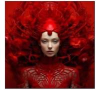 Kare Design Glass Picture Red All Over, Rectangular, Elegant Woman, Wall Art, Modern Design, Decorative Home Accessories for Living Room, Bedroom, 50x40cm (HxW)