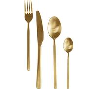 Kare Design Gloria 16 Piece Cutlery Set for 4 People Brass Plated Stainless Steel Matt Brass Finish Premium Cutlery Ergonomic Fork Knife Spoon Teaspoon
