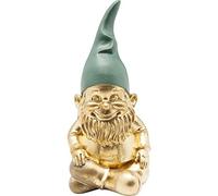 KARE Design Gnome Figurine Sitting, gold/green, 19x9x9 cm | Gnome figurine, gold and green finish, decorative table accent, for living room or bedroom