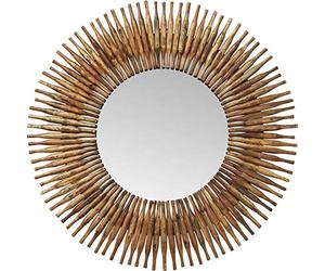 Kare Design Mirror Sunlight, Brown, Glass Mirrored, Solid wood lacquered, Diameter 120 cm, Hanging Mirror, Room Decor, Home Decor, Wall Decor for Living Room, Bed Room, Hallway