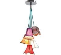 Kare Design Pendant Lamp Saloon Flowers, Hanging Ceiling Light with Five Lampshades, Multicoloured, Vintage, for Living Room, Loft, Without Light Source, 110x45x45 cm (H/W/D)