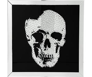 Kare Design Picture Frame Mirror Skull Black/Silver, Glass Picture, Decorative Picture, Skull Picture, Square Picture, Skull Motif, Modern, Living Room, Bedroom, Hallway, 100 x 100 x 4.5 cm