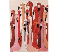 Kare Design Picture Touched Flamingo Meeting, Pink/Red, Mulitcoloured, Canvas Painting, Hand Painted Details, Room Decor, Home Decor for Living Room, Hallway, 120x90 cm (H/W)