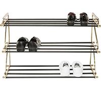 Kare Design Shoe Rack Walk Big, Black/Gold, Aluminium, 3 Tier Shoe Storage Organiser, Fits for 12 Pairs of Shoes, Storage, Organizer for Hallway, Entrance, 55x84x34 cm (H/W/D)