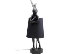 KARE Design Table Lamp Animal Rabbit, Matt Black, Shade Linen, Bar Steel, Bedside Lamp, Elegant Lighting, Room Decor, Bedroom, Living Room, Bulb not Included, 68 x 23 x 26 cm (H/W/D)