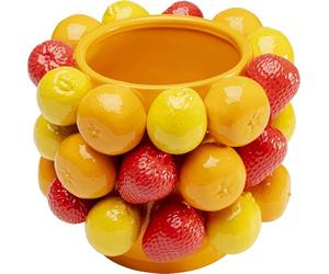 Kare Design Vase Fruit Parade, Yellow/Red, Height 20 cm, Porcelain, Fruit Motif, Hand-Painted, Decorative Style, for Flowers, Art Inspired, for Table, Living Room, Bedroom