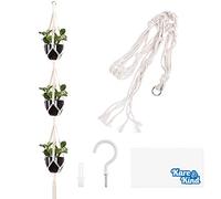 Kare & Kind 3-Tier Macrame Plant Hanger - Includes a Hook, Expansion Bolt, Cleaning Cloth - 3 Pot Display - Cotton Rope Material- for Flower Pots and Hanging Plants - Indoor and Outdoor Use