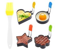 Kare & Kind 4x Non-Stick Stainless Steel Egg Rings - Different Shapes with Anti-Scald Handles - Great for Frying and Shaping - Ideal for Breakfast English Muffins, Pancakes, Sandwiches