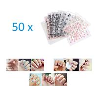 Kare & Kind 50 Sheets 3D Design Self-Adhesive Nail Stickers, Tip, Nail Art Tattoo, Nail Decals, DIY Nail Art Decoration - Flower Patterns - Assorted Colors - Women, Teens, Girls - Gift, Party Favors