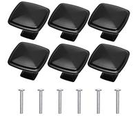 Kare & Kind 6X Square Cabinet Knobs - Matte Black - Pulls for Kitchen Drawers, Cupboards, Dressers - Classic Looking Handles - Hardware for DIY, Home Improvement