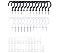 Kare & Kind Ceiling Hooks 25 pcs - Rubber Coated - Includes 13x Black Ceiling Hooks, 12x White Ceiling Hooks, 25x White Plastic Anchors - for Indoor and Outdoor Use - Hang Different Types of Items