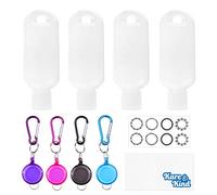 Kare & Kind Clear Portable Travel Bottles - 4x Empty Containers, 4x Carabiner/Retractable Lanyard, 1x Sticker Label Sheets - up to 50 ML -For Hand Sanitizers, Rubbing Alcohol, Liquids, Toiletries