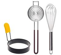 Kare & Kind Egg Ring, Egg Yolk Separator and Egg Whisk - Cooking, Stirring and Baking Tools - Stainless Steel Kitchen Gadgets Egg Mold, Egg Separator, Mini Wire Whisk - for Chefs, Bakers, Home Use
