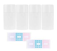 Kare & Kind Empty Deodorant Containers with Cap (4-Pack) - 75ml. - Top Fill with Twist Mechanism - 6 Writable Stickers - Refillable Cosmetic Tubes for Lip Balm, Solid Fragrance, Soap etc. - (White)
