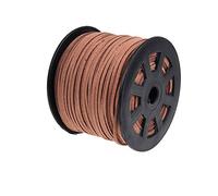 Kare & Kind Faux Leather Thread Cord - 100 Yards Suede 2.6 mm x 1.5 mm - for Gift Wrapping, Beading, Jewelry, DIY Crafts - Brown