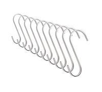 Kare & Kind Flat S-Shaped Hanging Hooks - for Kitchen Utensils, Garage or Garden Tools, etc. - Heavy Duty Genuine Solid 304 Stainless Steel - Multi Purpose - This Kit Contains 10 Medium Hooks
