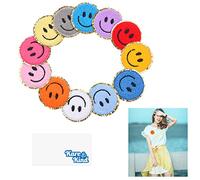 Kare & Kind Iron On Patches Smiley - Chenille Embroidered Patches - Sew On/Iron On Pieces for Clothing, Shirts, Uniform, Dresses, Jackets Bags, Hats - DIY, Crafting, Arts, Sewing, Handmade Items