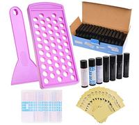 Kare & Kind Lip Balm Filling Tray Kit - 50 Black Tubes, 1x Tray, 1x Spatula, 50 Writable & 50 Transparent Stickers - DIY Homemade Lip Balm - Moisturizing & Sun Protection - Gift Idea