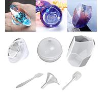 Kare & Kind Polymer Clay/Resin Epoxy Molds - Set of 3 Silicone Shapes - Crystal/Diamond/Sphere - Create Your Own Clear or Opaque Objects - Easy to Remove After Molding - Soft, Durable, Reusable