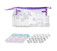 Kare & Kind Travel Bottle Set - Refillable - TSA/Airline Approved - 8 Bottles and 9 Jars - 3 Tools (Pipette, Funnel and Mini Spatula)