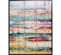 Kare Orizzonte Design Picture with Frame, Colourful, Canvas, Wall Decoration, Artwork, Acrylic Paint, Hand-Painted Details, 80 x 100 cm