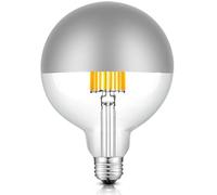 karedle oard 1 Pack G125 Mirror Head Lamp Silver LED Bulb E27 Edison Lamp Replaces 160 Watts, 16W, 1500Lumen, 2700K Warm White, LED Filament Bulb, 220V, Silver