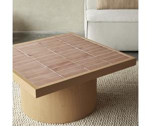 Karel - Coffee table in mindi wood and ceramic Natural