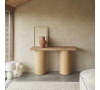 Karel - Console table in mindi wood and ceramic Natural