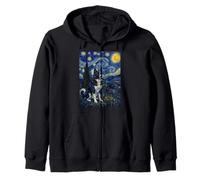 Karelian Bear Dog Van Gogh Starry Night Zip Hoodie