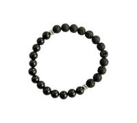 Karelian Heritage Black Shungite and Lava Stone Beaded Bracelet, 8mm Handmade for Men, Natural Stones and Elastic Stretch Design for Chakra Balance, 7.3 Inch Spiritual Jewelry BO137L