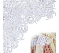 KARELLS Curtain Hooks, 200 Pieces, White Plastic, G Shaped, for Door Curtain, Window Curtain and Shower Curtain