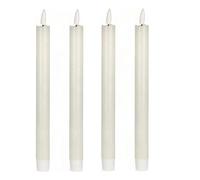 KARELLS LED Candles, 4 Pieces, White, Battery Operated, Realistic Flickering, Wax Material, Tabletop Decoration