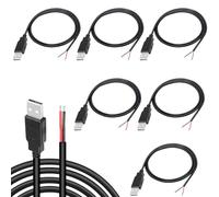 KARELLS USB Connector,Solder Connectors,USB Connector Cable 0.3 m Long Plug,2.0 Male 2-Pin Blank Wire Mount connector Cable,6 PCS