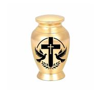 karelwui Aluminum Alloy Pet Urn, Mini Spiral Seal Pet Memorial Urn, Moisture-Proof Dust-Proof PetAshes Hair Keepsake Jar, Peace Pigeon Pattern Decorative Remembrance Container Golden