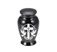 karelwui Aluminum Alloy Pet Urn, Mini Spiral Seal Pet Memorial Urn, Moisture-Proof Dust-Proof PetAshes Hair Keepsake Jar, Peace Pigeon Pattern Decorative Remembrance Container Black