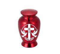 karelwui Aluminum Alloy Pet Urn, Mini Spiral Seal Pet Memorial Urn, Moisture-Proof Dust-Proof PetAshes Hair Keepsake Jar, Peace Pigeon Pattern Decorative Remembrance Container Red