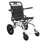 Karelwui Foldable Transport Wheelchair for Adults - Lightweight Carbon Steel Frame, 12" Rear Wheels, Safety Belt, Telescopic Handle, 120kg Capacity, Quick Folding Design White M