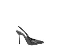 Karen Millen Croc Leather Slingback Heeled Shoe, 8, Black Croc