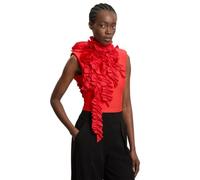 Karen Millen Figure Form Bandage Knit Woven Rosette Detail Top