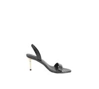 Karen Millen Leather Croc Print Strappy Heeled Sandal, 5, black croc