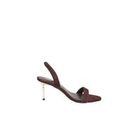 Karen Millen Leather Strappy Metallic Heeled Sandal, 7, Chocolate