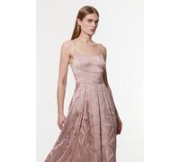 Karen Millen Women's Amelia Graham Burnout Split Woven Prom Strappy Maxi Dress in Pink | Size: 10